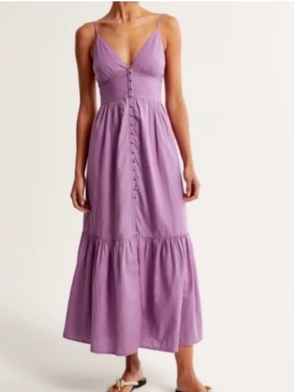 Abercrombie & Fitch Linen-Blend Button-Through Maxi Dress – Large